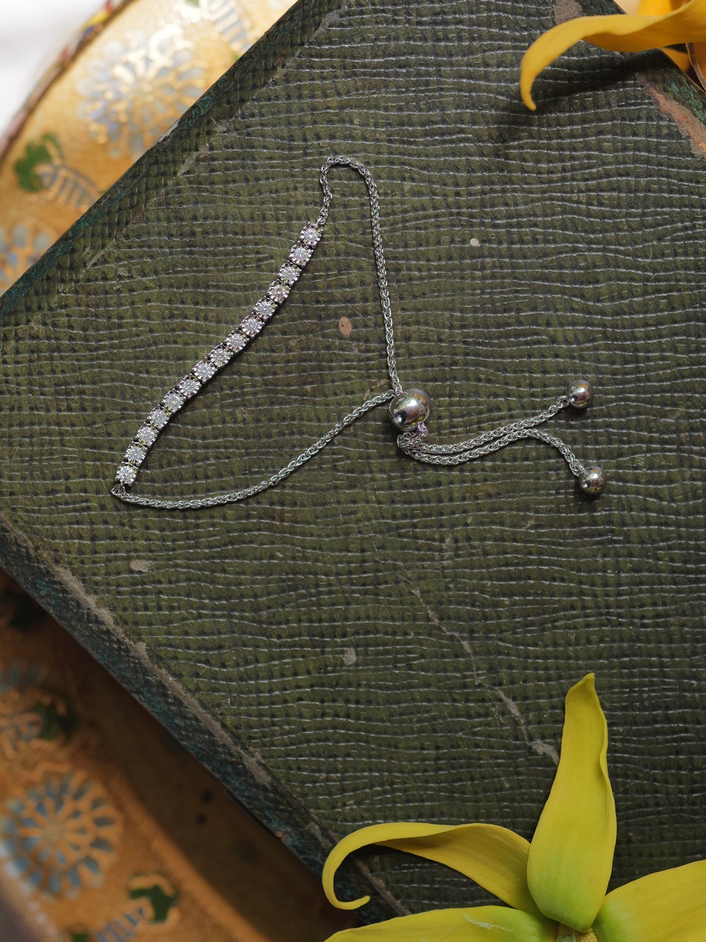 Diamond and Sterling Silver Adjustable Bracelet