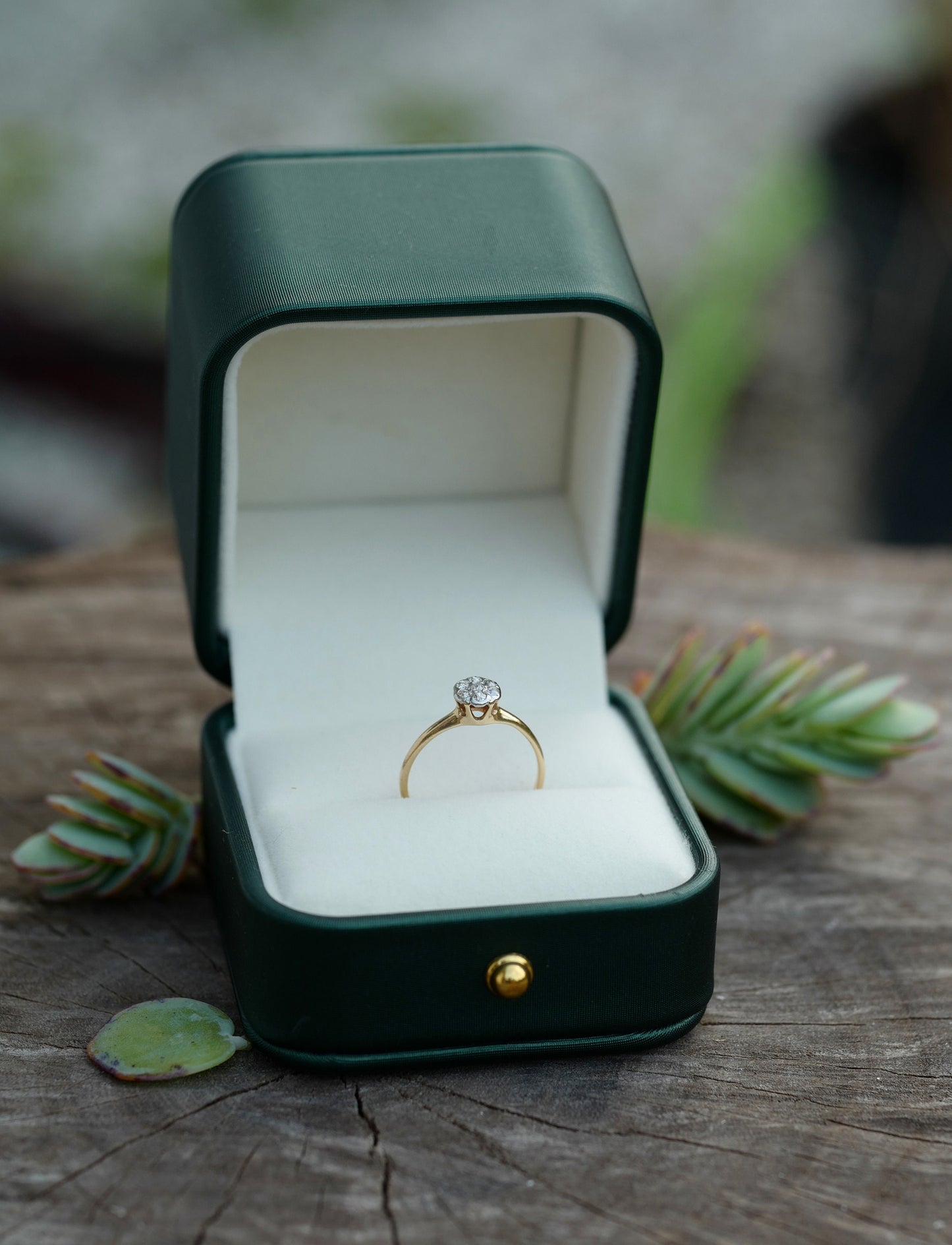 14K Swiss and Old European Cut Diamond Cluster Ring