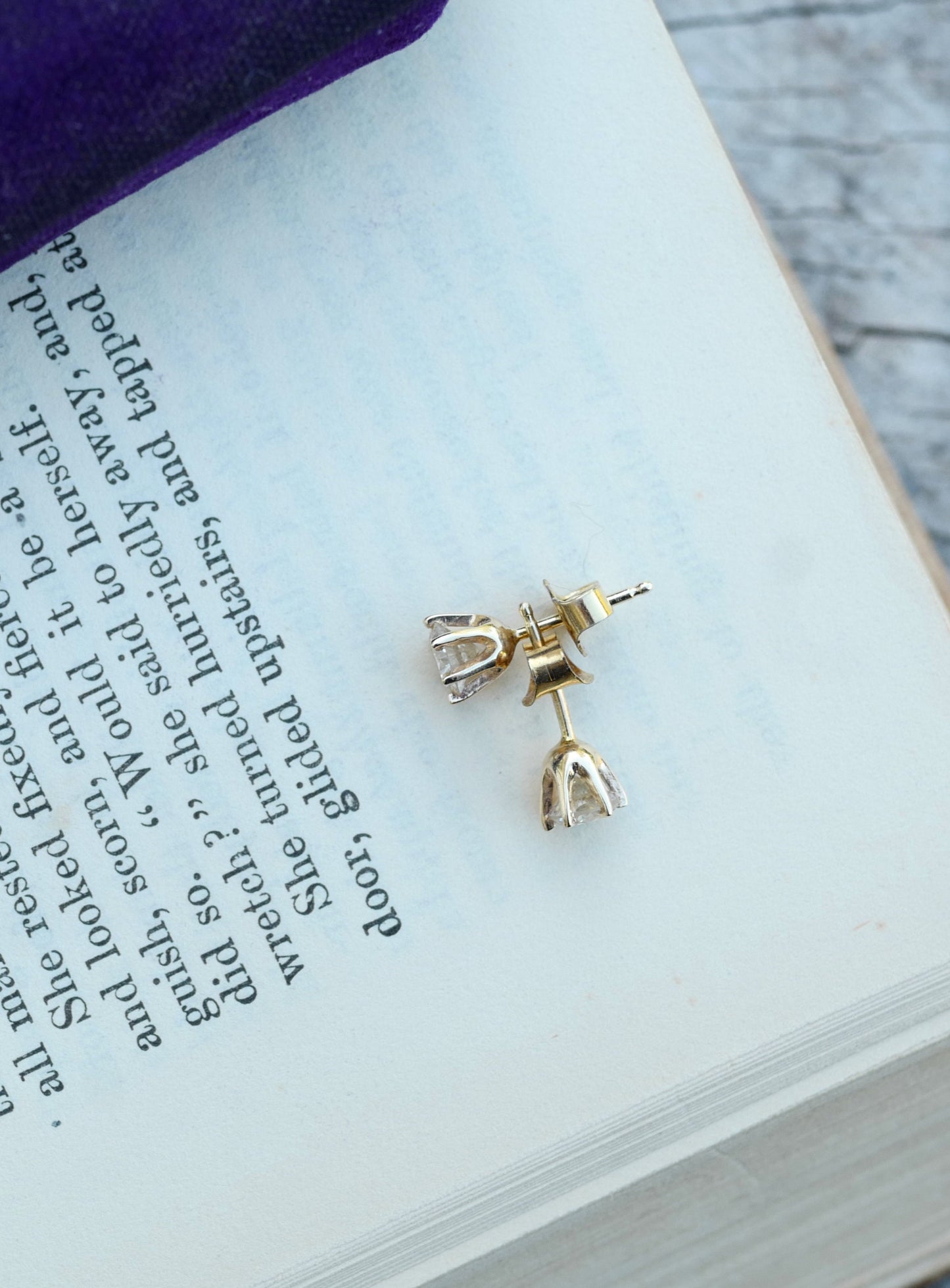 Down to the Studs - .80 TCW Diamond Earrings with Yellow Gold Flower Jacket and Appraisal