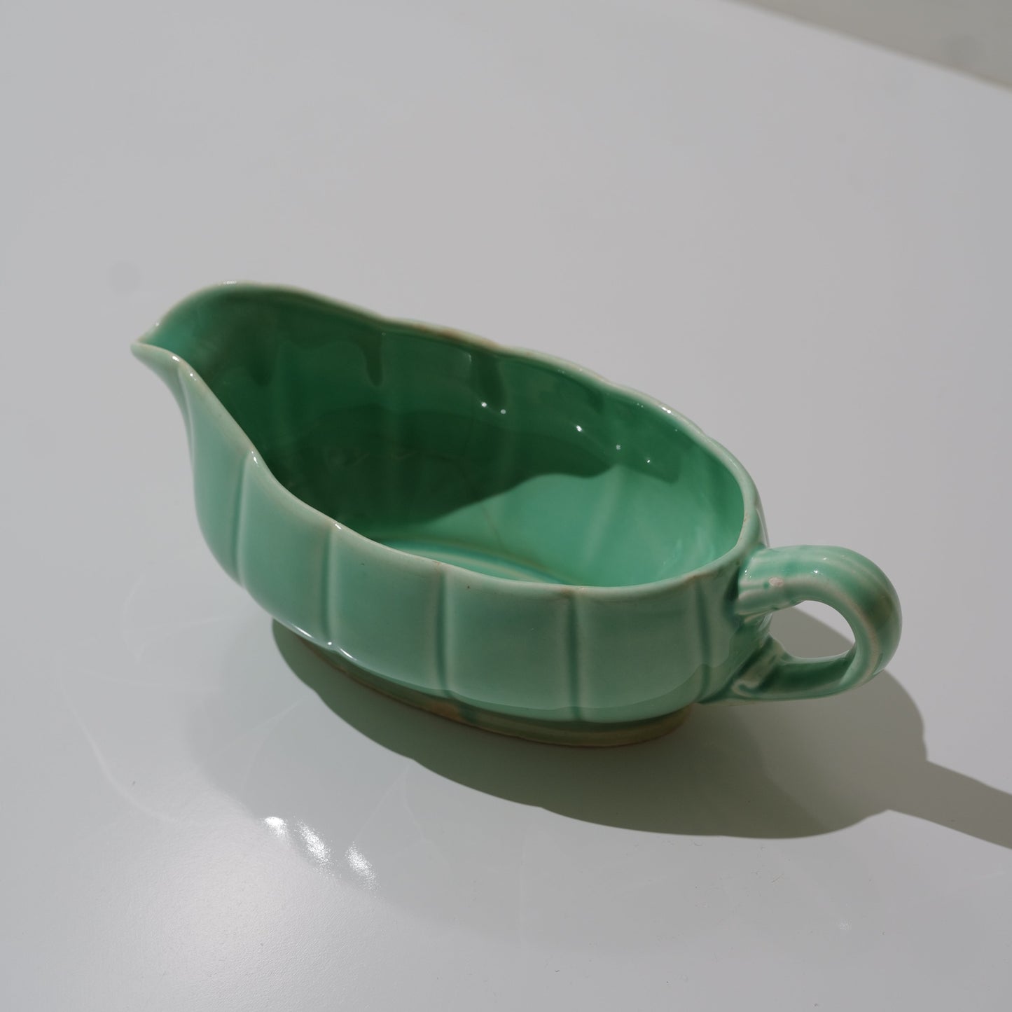 1940s W.S. George Petalware Turquoise Sauce Dish