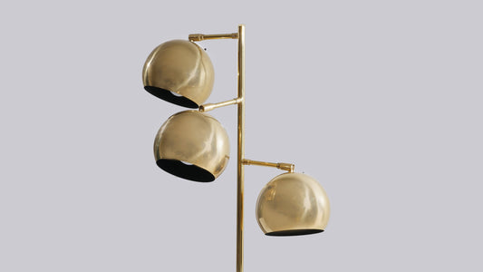 Midcentury Original Koch and Lowy Brass Triple Ball Articulating Floor Lamp