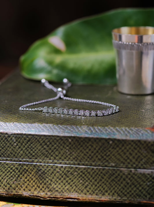 Diamond and Sterling Silver Adjustable Bracelet