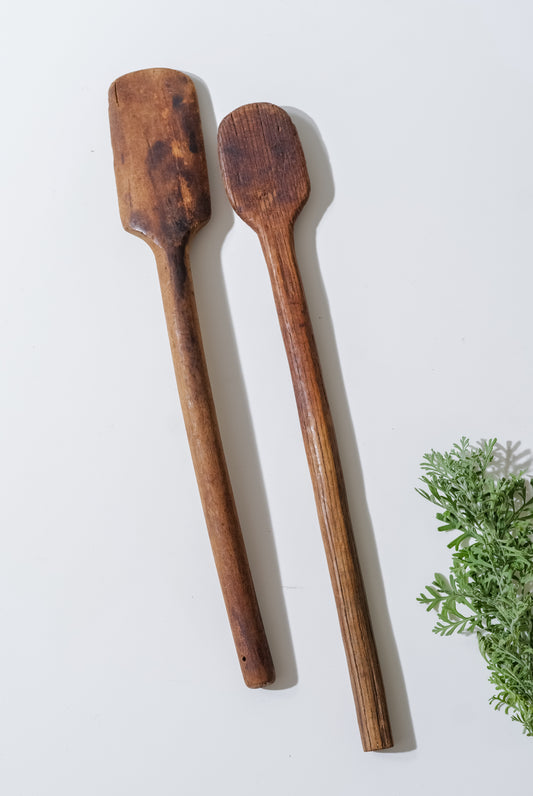 Pair of Primitive Hand Carved wooden Kitchen Tools