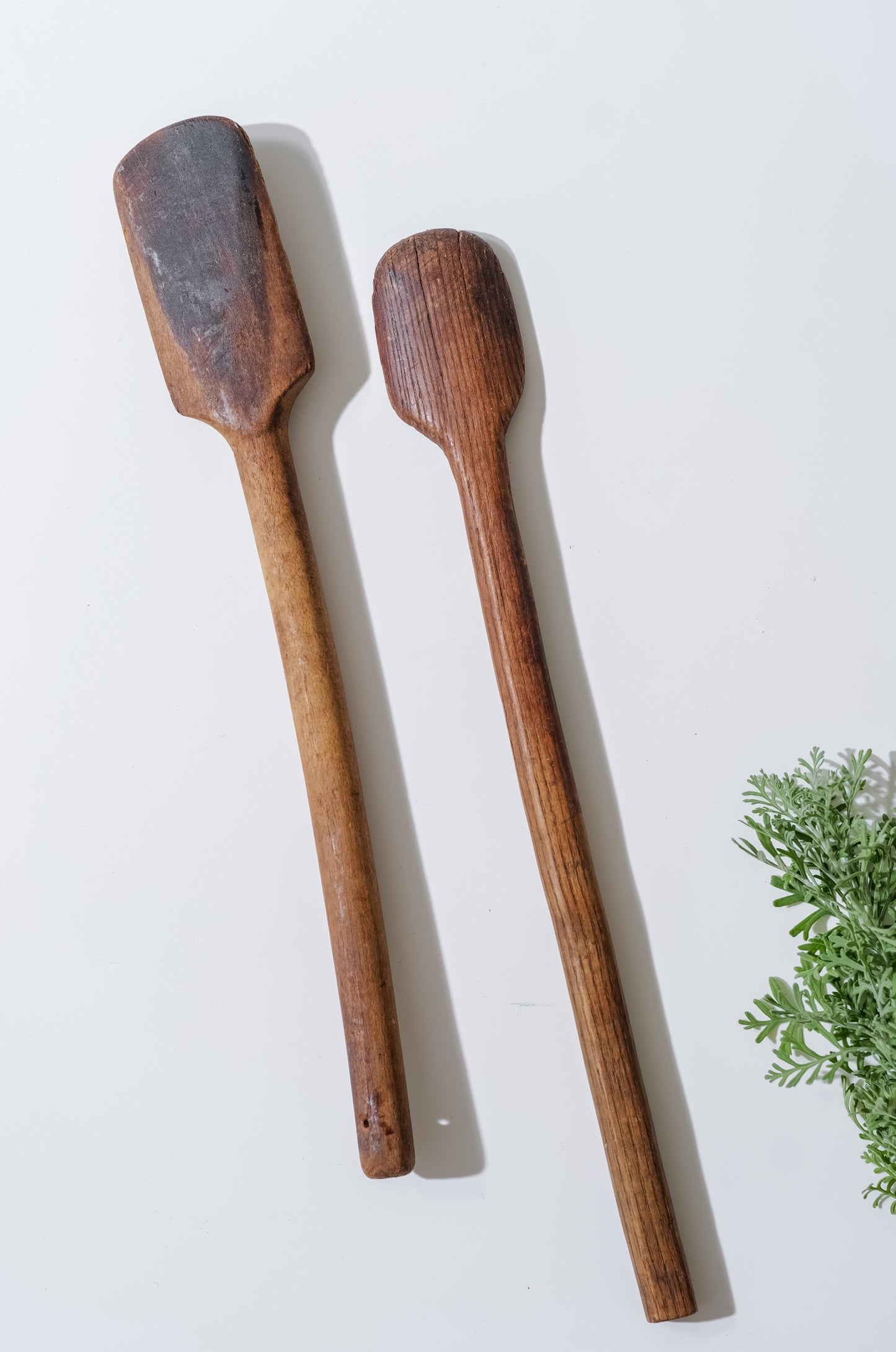 Pair of Primitive Hand Carved wooden Kitchen Tools