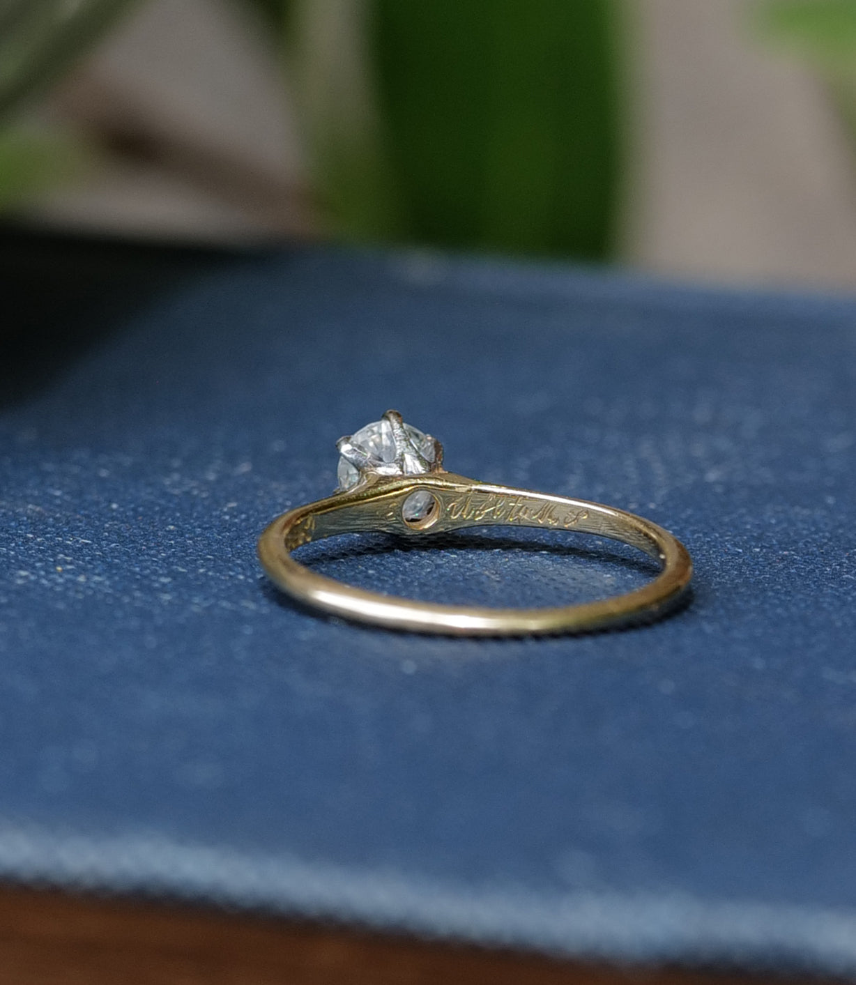 Antique Hallmarked 18k Gold European Cut Diamond Solitaire