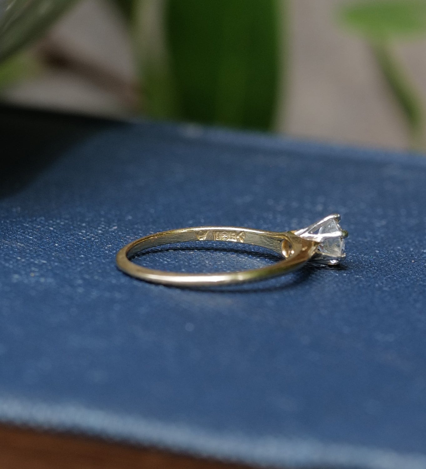 Antique Hallmarked 18k Gold European Cut Diamond Solitaire