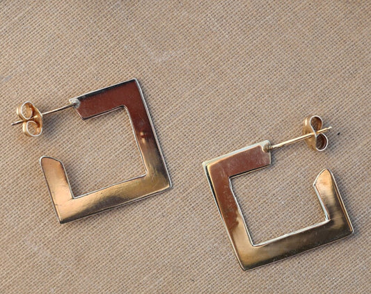 Don't Be a Square...14K Gold Retro Earrings