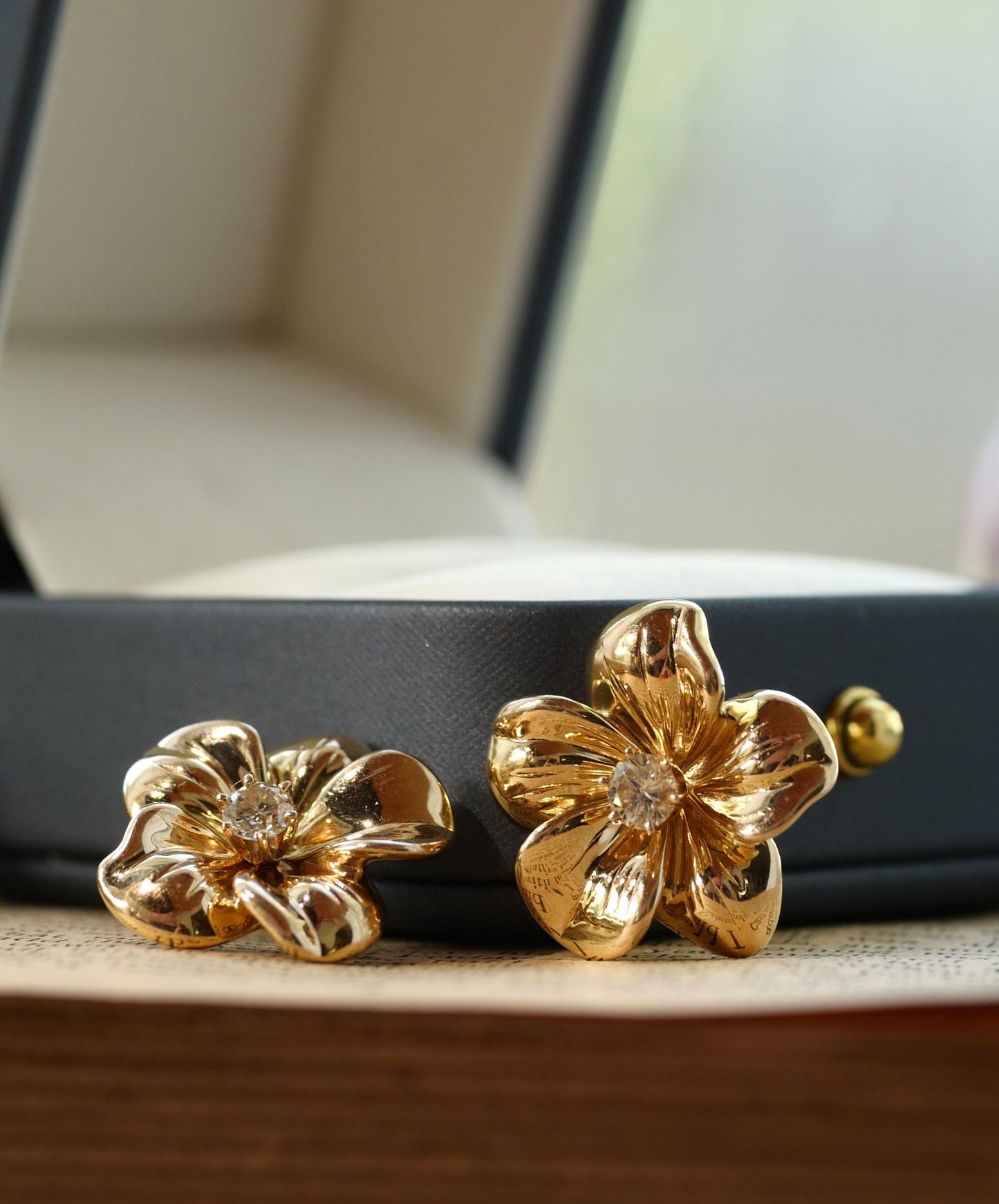 Down to the Studs - .80 TCW Diamond Earrings with Yellow Gold Flower Jacket and Appraisal