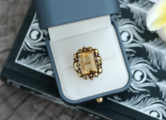 Victorian 14k Citrine Statement Ring