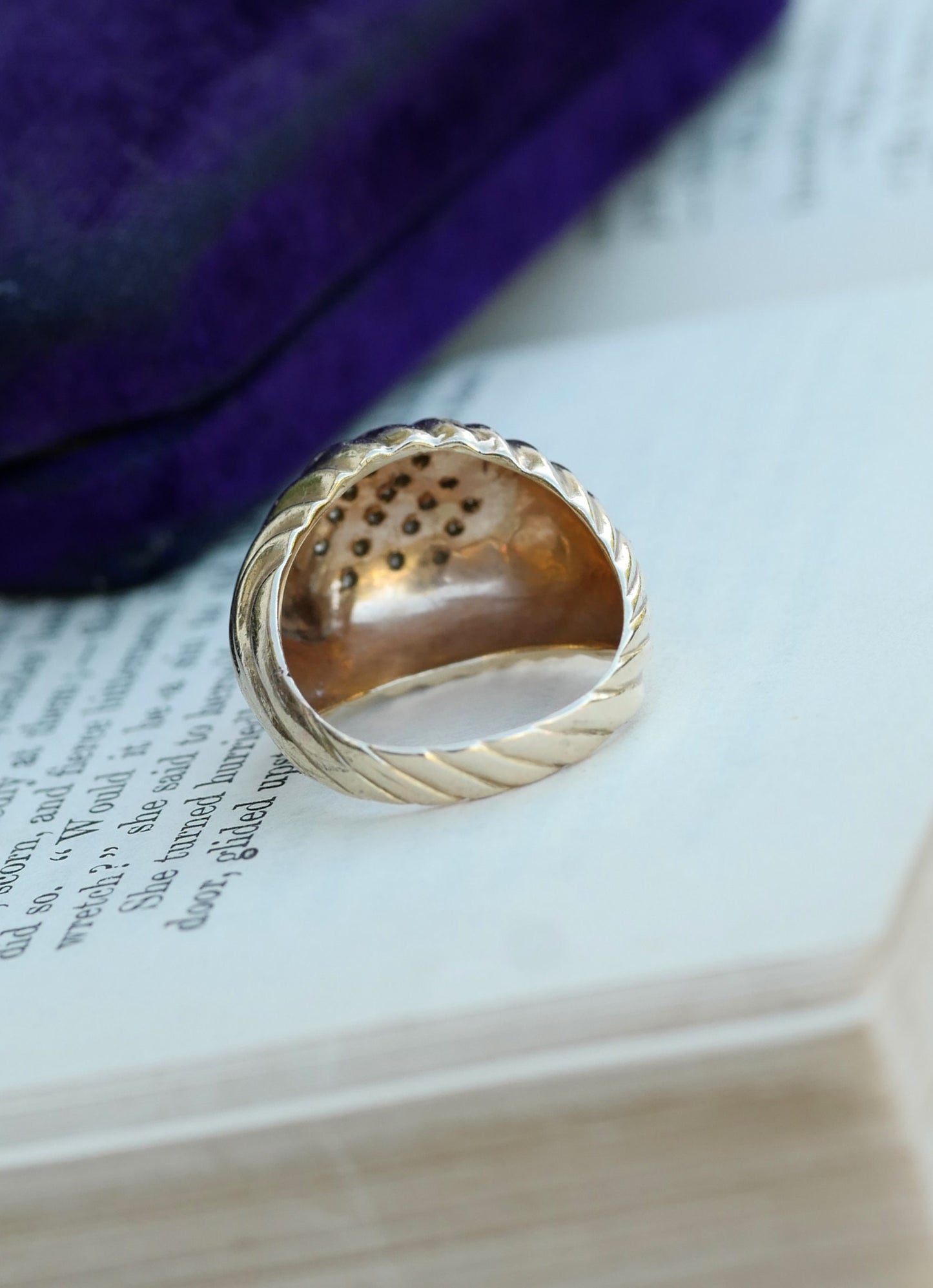 Dome Midcentury Cocktail Ring -  Diamonds and 14K Gold