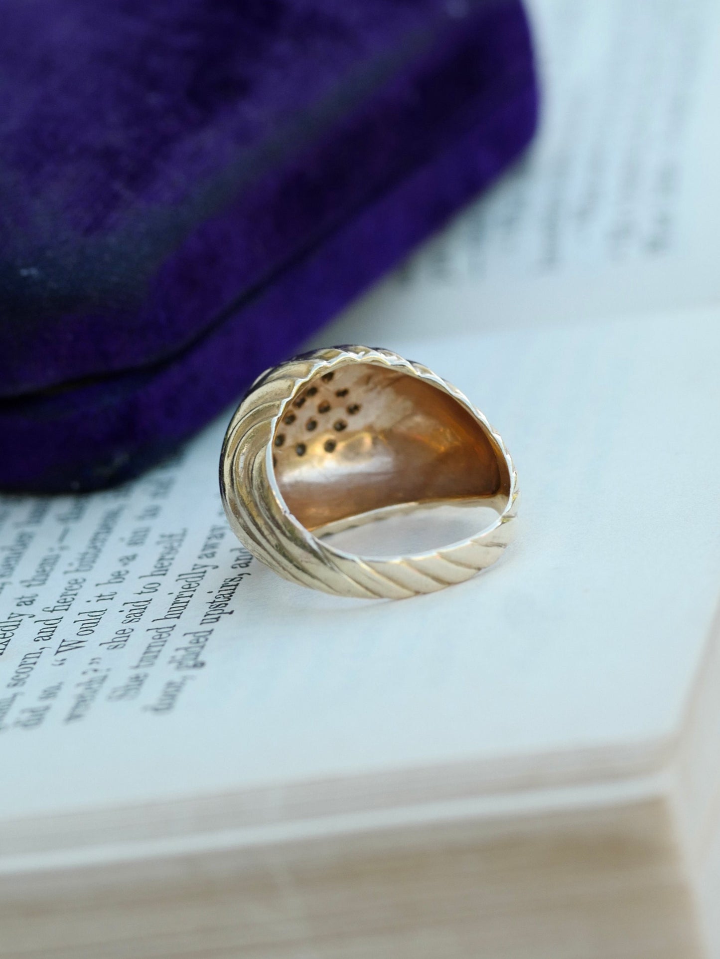 Dome Midcentury Cocktail Ring -  Diamonds and 14K Gold
