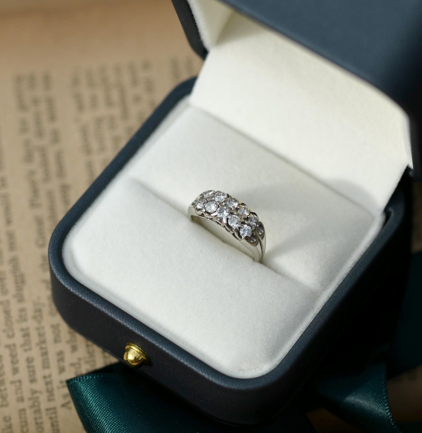 Double 5's -  Vintage 14K White Gold Ring with Ten Diamonds