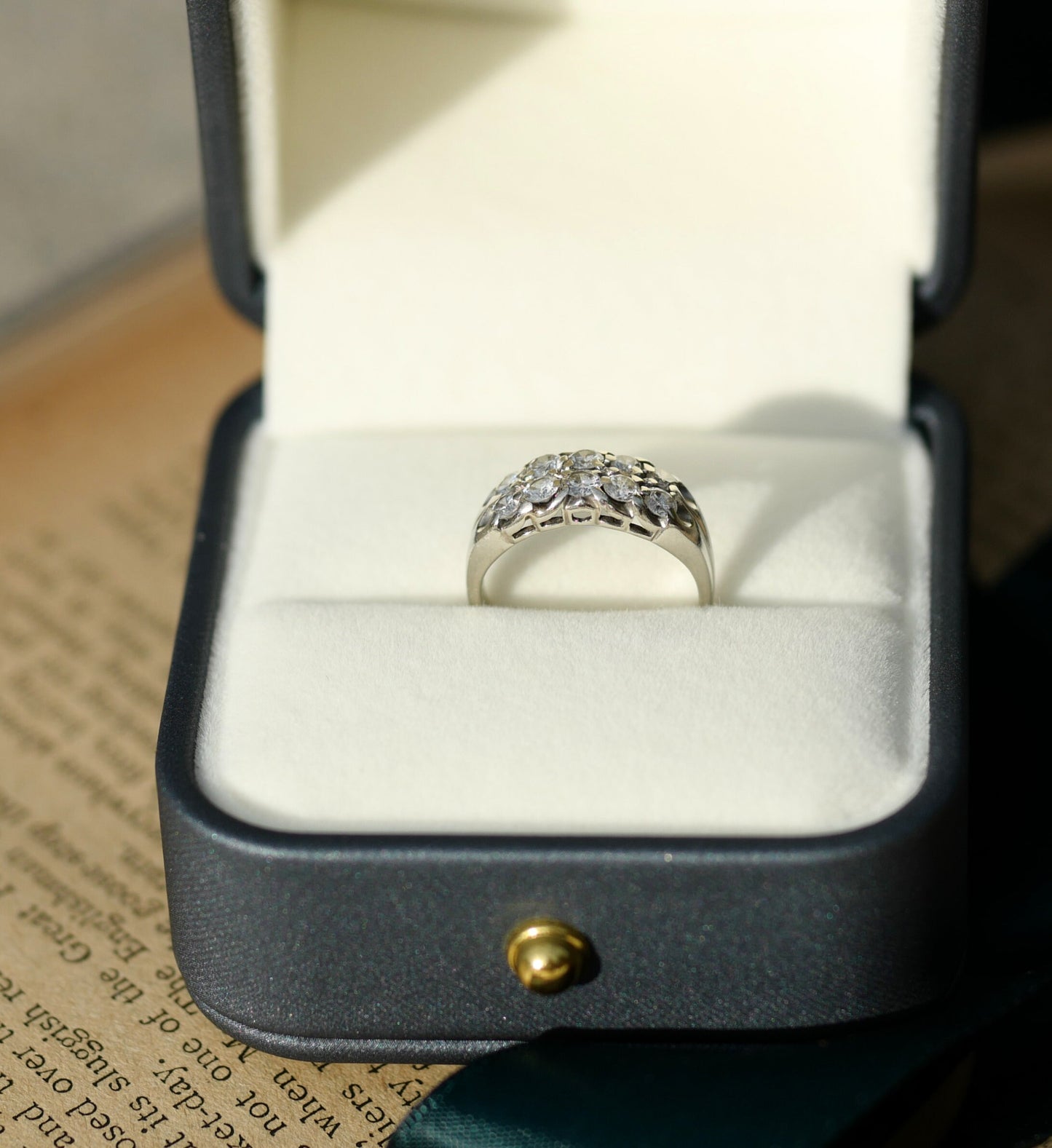 Double 5's -  Vintage 14K White Gold Ring with Ten Diamonds