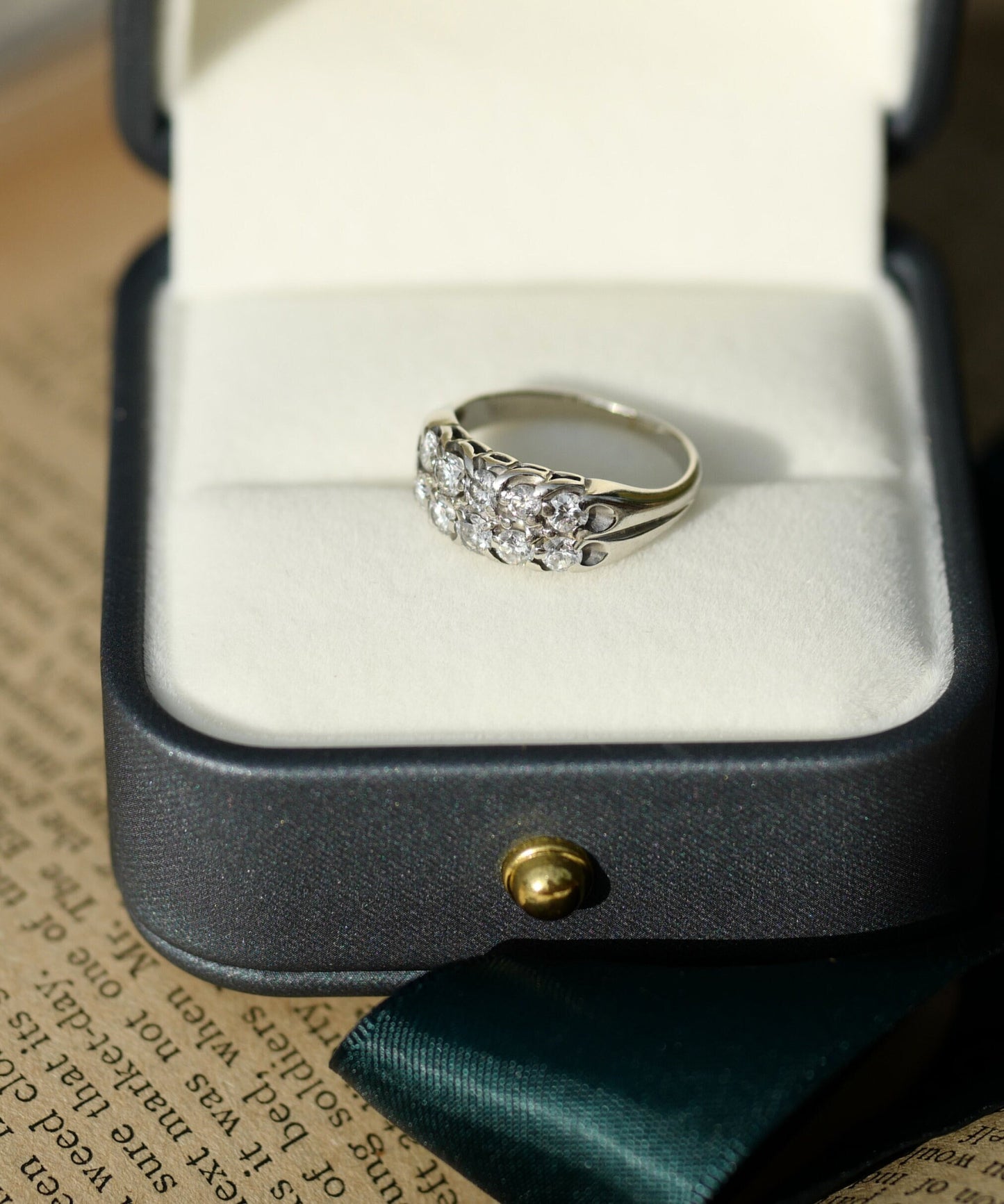 Double 5's -  Vintage 14K White Gold Ring with Ten Diamonds