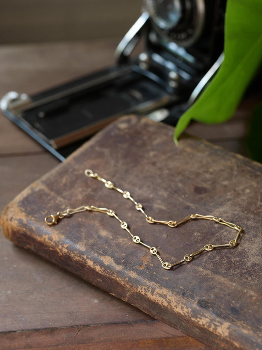 Solid Mini Mariner & Pinched Paperclip Link Bracelet in 14k Paper