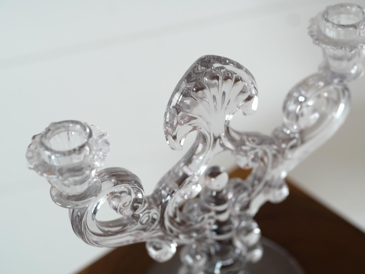 Pair of Vintage Cambridge 1441 Large Double Crystal Candlestick Holders